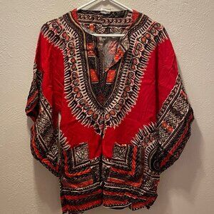 Vintage 1970’s Cotton Dashiki Shirt by Naqui Men’s Med Pakistan Angel Wing